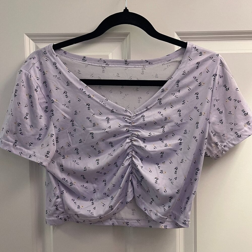 Ruched Purple Crop Top